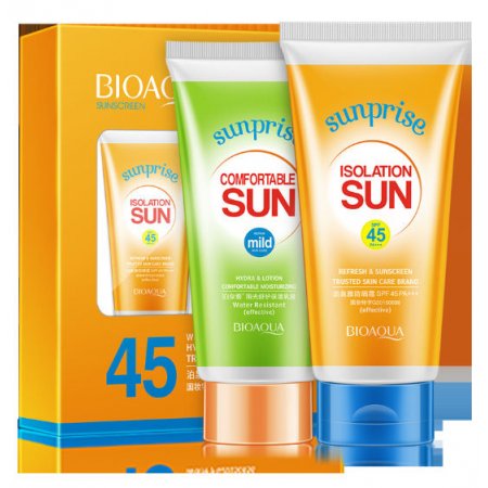 Солнцезащитный набор крем + лосьон для лица и тела BIOAQUA Sunprise Isolation SUN  SPF 45 PA+++ 80 гр + 60 гр